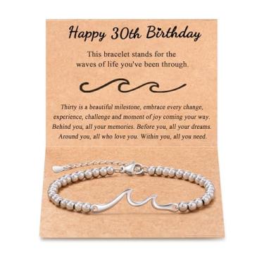Imagem de Tarsus Presentes de aniversário para mulheres, meninas, através das ondas da vida, pulseira de aniversário para mulheres, amigas, irmãs, filhas, neta, sobrinha..., average, Sem pedras preciosas