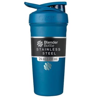 Imagem de Garrafa coqueteleira térmica BlenderBottle Strada, 709 ml, azul