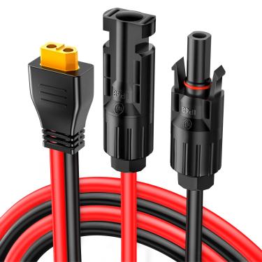 Imagem de ELECTOP Conector solar 10AWG para adaptador XT60, cabo de extensão, conector fêmea XT60, conector de painel solar, adaptador de carregador de bateria para estação de alimentação portátil, gerador solar RV