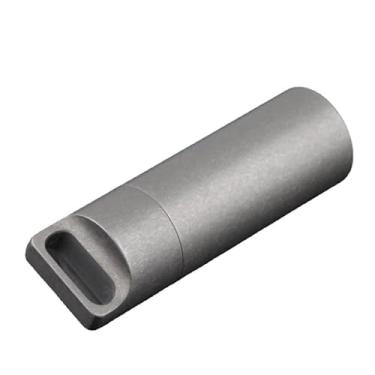 Imagem de Vedações de liga de titânio cinza garrafas à prova d'água garrafa de cápsula de medicamento, ferramenta EDC para acampamento ao ar livre garrafa de selo de titânio chaveiro pingente (M)