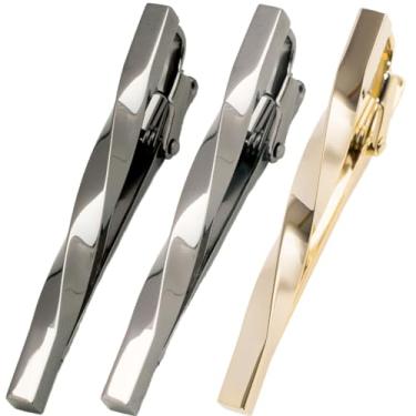 Imagem de [TAVARAT] Grampos de gravata para homens tipo torção preto prata prendedor de gravata Tps-077, free, Metal não precioso, Sem Pedra Preciosa