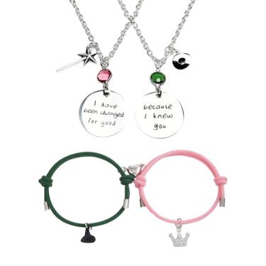Imagem de ZAOQIAN Elphaba Glinda Pulseiras combinando amizade - decoração de fantasia de Halloween coroa chapéu de bruxa pulseiras combinando-BFF acessórios para casais presentes para fãs decoração de vestido
