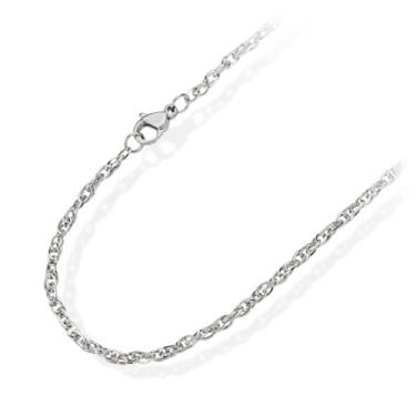 Imagem de 555Jewelry Corrente clássica de aço inoxidável para homens, colar de elos de cabo de 2,3 mm para mulheres, 40-61 cm, 16 Inch, Aço inoxidável, Sem Pedra Preciosa
