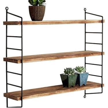 Imagem de Prateleiras flutuantes para parede, banheiro, prateleira de parede, prateleiras de parede de madeira, prateleiras de armazenamento para quarto, sala de estar, banheiro, cozinha, escritório, 3 camadas,