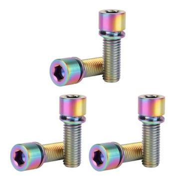Imagem de UHDFBDHF Parafuso de titânio M7 x 20 mm parafuso com arruela parafusos de cabeça cilíndrica hexagonais Allen para haste de bicicleta, pacote com 6 (Ranibow)