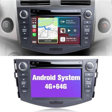 Imagem de Navegação GPS multimídia automotivo para Toyota RAV4 2006-2012 Double Din Android 12 Auto Radio Stereo CarPlay suporta vídeo 4K (leitor de DVD, 17.8 cm Octa Core 4GB RAM 64GB ROM)