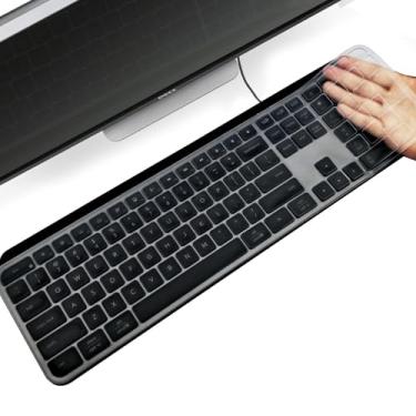 Imagem de XinWoTuo Protetor de teclado de silicone ultrafino premium, compatível com Logitech Craft e teclado ergonômico sem fio Logitech MX, layout dos EUA, à prova d'água e poeira (transparente)