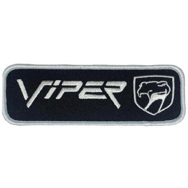 Imagem de Patch bordado Dodge Viper Sneaky Pete Logo 11,4 cm x 3,8 cm | Patch de vedação térmica para roupas, jaqueta jeans, mochila preta, chapéu, jaquetas e mais