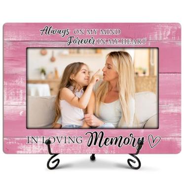 Imagem de Porta-retrato In Loving Memorial, porta-retrato memorial rosa, presentes de simpatia de luto para perda de mãe, pai, marido, moldura de madeira com suporte para decoração de mesa, 20 x 15 cm -TB671