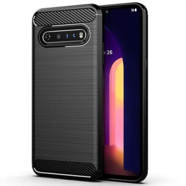 Imagem de Vavies Capa para LG V60 ThinQ 5G / para LG V60/LM-V600EA capa de fibra de carbono fina macia TPU capa protetora de absorção de choque capa de telefone à prova de choque para LG V60 ThinQ preta