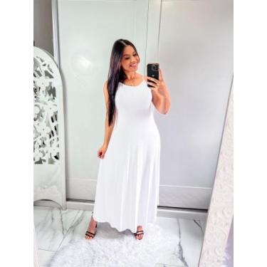 Imagem de Vestido de alcinha com bolço e barra abaloada  - MK MODAS, Branco, P
