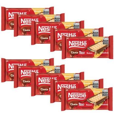 Imagem de Chocolate Nestlé Choco Trio Amendoim Kit 10 Pacotes de 90g