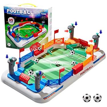 Imagem de COUOMOXA Upgrade Mini Football Games with 4 Flipper Drive Simulate Mini Tabletop Soccer Sport Board Game Educational Interactive Play Toy Gift for Boys,Girls Ages 3+ Adults