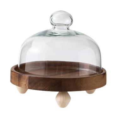 Imagem de DimyFew Suporte para bolo com cúpula de cúpula de vidro com capa com tigela de fruta prato aperitivo prato de frutas secas para restaurante de cafés de hotel, S