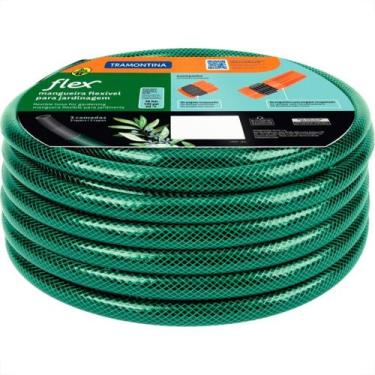 Imagem de Mangueira Jardim Tramontina Flex Preta/Verde Conjunto Com 20M - TRAMON