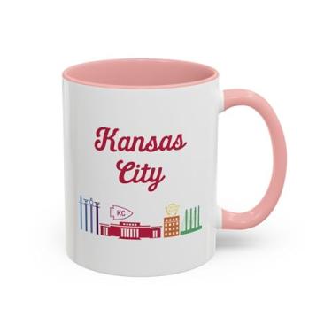 Imagem de Caneca de café Kansas Accent (11, 425 g) - Copo de lembrança vintage do estado, presente de lembrança do mapa do Kansas, xícara de chá do viajante do meio-oeste, Kansas