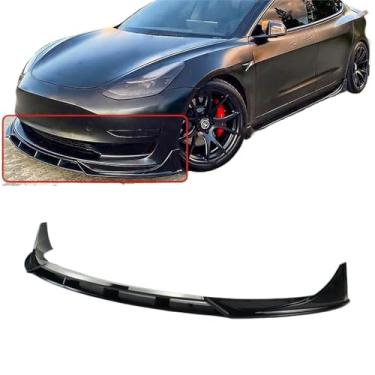 Imagem de Compatível com Tesla Model 3 Performance Style 2017-2023 Carro Frente Bumper Lip Spoiler Splitter Fast Compatível com Aero Body Kits Estilo Fibra de Carbono 4PCS(Matte Black)