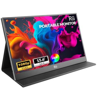 Imagem de Rii Monitor Portátil, Monitor De Computador 15,6” 1080P Fhd Usb-C Hdmi, Tela Ultrafina Ips Hdr Eye Care Com Capa, Segundo Monitor Externo Para Laptop/Pc/Telefone/Mac/Xbox/Switch/Ps4/Ps5