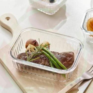 Imagem de Conjunto 12 Potes Trava Hermético Fit 640ml Vidro Retangular - Belo Vi