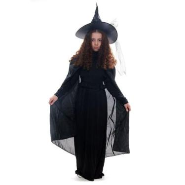 Imagem de Fantasia Bruxa Clássica Infantil com Capa e Chapéu - Halloween - Abrak