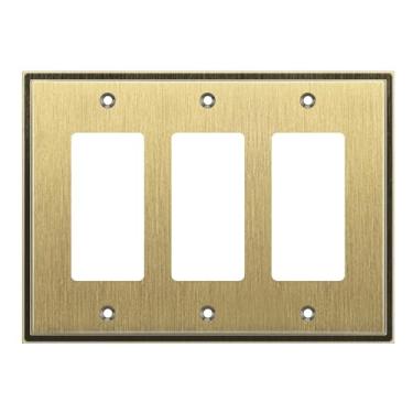 Imagem de Henne Bery Capa de tomada de placa de interruptor decorativa moderna macia (decoração tripla, latão antigo)