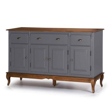 Imagem de Balcão Buffet 4 Portas 3 Gavetas 60805 Hannover Linz Móveis - Cinza/Imbuia Glazer