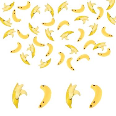 Imagem de 100 bananas artificiais em miniatura, bananas minúsculas, bananas falsas, resina, banana, banana em miniatura para cozinha, casa, fotografia, festa, casa de bonecas, acessórios para decoração