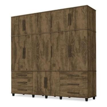 Imagem de Roupeiro Triplex Guarda Roupas Gavea Casal 12 Portas Canela - Trinobel