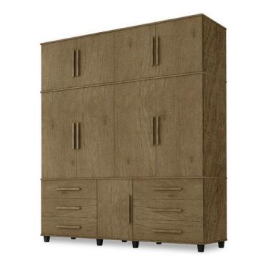 Imagem de Roupeiro Triplex Guarda Roupas Londres Casal 8 Portas Jacara - Trinobe