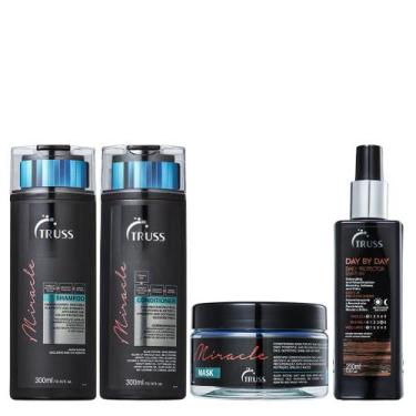 Imagem de Truss Miracle Kit Shampoo Condicionador Máscara e Day By Day Leave-in 