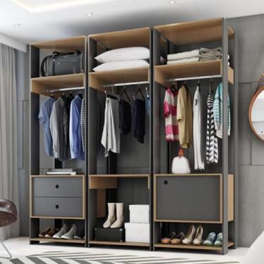 Imagem de Guarda Roupa 2 Gavetas E 1 Porta Siena Preto Freijó - Mais de Casa