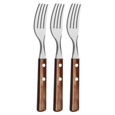 Imagem de Kit 3 Garfos De Mesa Tramontina Polywood Inox Cabo Castanho