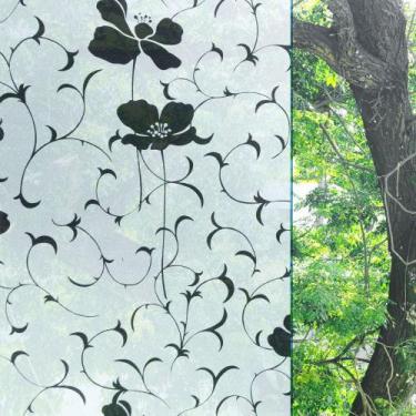 Imagem de Pelicula Adesiva Flor Preta Jateado 3D Para Vidro Box Janela - Open St