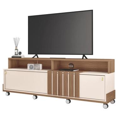 Imagem de Rack bancada para Sala Graci 1.8 Castanho Off White – hb Móveis