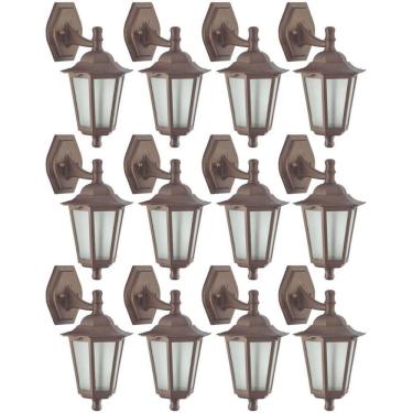 Imagem de Kit 12 Arandelas Gregas Marrom Bivolt Luminárias de Parede Coloniais Jardim Pátio Dital 
