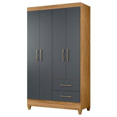 Imagem de Guarda Roupa Solteiro Chile 4 Portas Freijó Cinza - Moval