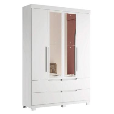 Imagem de Guarda Roupa Solteiro 160cm com Espelho Doble Branco - Albatroz, Branc