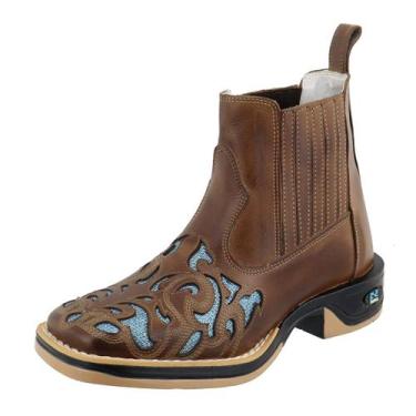 Imagem de Bota Feminina A Laser Sola Jump Bico Quadrado Moda Country RR BOTAS, 3