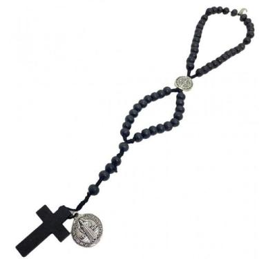 Imagem de Terço de Madeira com Crucifixo e Medalha Conta 7 mm Preto - Lua Místic