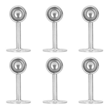 Imagem de 6 peças de suporte de varão de cortina, suporte de montagem no teto, suporte de haste de cortina de aço inoxidável com soquete flangeado, suporte de varão de guarda-roupa (#2)