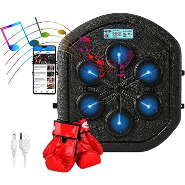Imagem de Máquina de boxe de música, boxeador de música para montagem em casa, equipamento de treinamento de boxe recarregável com Bluetooth montado na parede com tela de LED, 2 modos de boxe para liberação de