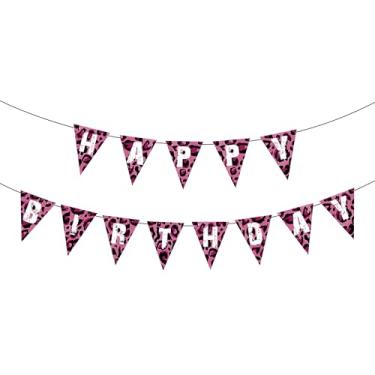 Imagem de Banner de aniversário com estampa de leopardo, decoração de festa de feliz aniversário para crianças, adultos, decoração de festa de aniversário