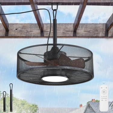 Imagem de Ventilador de teto LEDIARY Gazebo com luz de 6 velocidades IP65 preto
