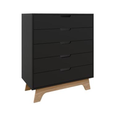 Imagem de Cômoda 5 Gavetas 80cm Alice - Preto