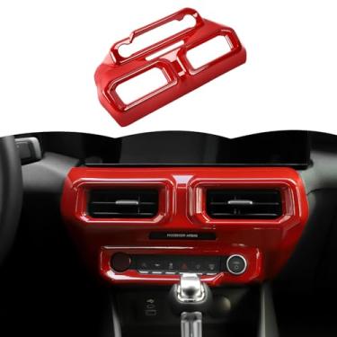 Imagem de RT-TCZ Acessórios interiores do painel da tampa da saída do ar condicionado do console central para Ford Mustang 2024 2025 (vermelho)