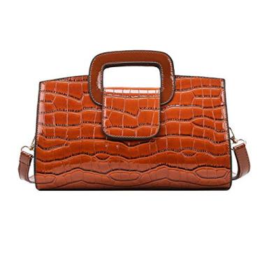 Imagem de Goclothod Bolsa feminina com alça superior vintage com aba clutch bolsa de ombro transversal, Y-vogue laranja, One Size