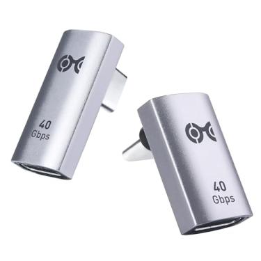 Imagem de Cable Matters Kit de adaptador USB-C de ângulo reto vertical de 40 Gbps, até [vídeo 4K @240Hz, carregamento de 240 W, 40 Gbps] Adaptador USB C de 90 graus, compatível com Thunderbolt 4, iPhone 16,