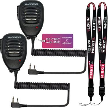Imagem de Microfone de alto-falante portátil de 2 peças para rádio FRS 2 vias, microfone de ombro remoto, compatível com walkie talkie de longo alcance, cabo reforçado, redução de ruído, clipe de mola, garantia Mirkit Edition