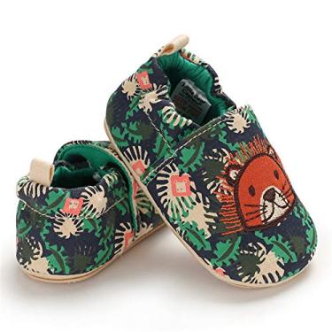 Imagem de COSANKIM Pantufa para bebês, meninos, meninas, sola macia, antiderrapante, mocassim infantil, primeiro andador, 01 Leão verde, 2-2.5 Years Toddler