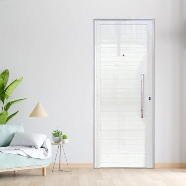 Imagem de Porta De Alumínio Lambril Puxador 210X80Cm Lado Esquerdo 25 Premium Lux Esquadrias Branco